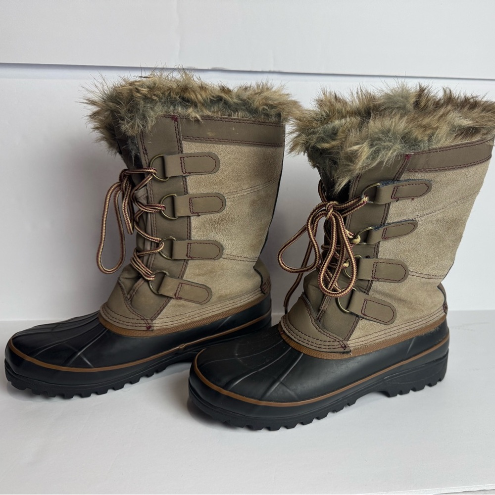 Roebuck and Co. leather with Faux Fur-Trimmed Winter Boots size 8